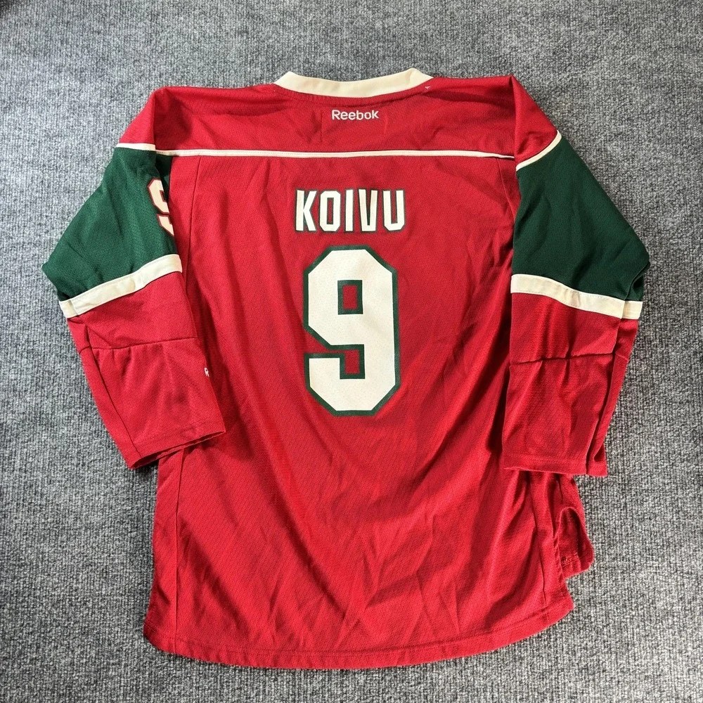 Minnesota Wild Jersey Boys Large Red NHL Hockey Reebok Koivu 9 Captain C Youth - Picture 3 of 3